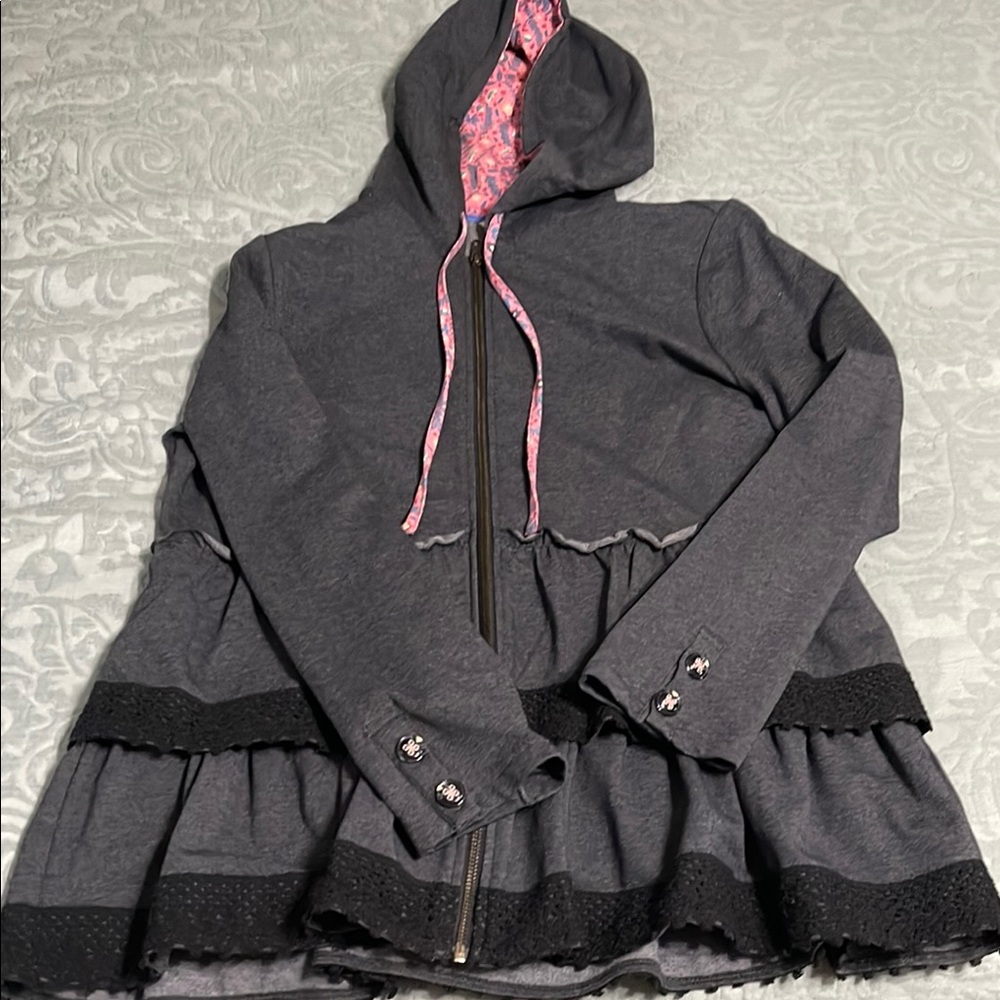 Matilda Jane Gray Hooded Women's Jacket with Black Accents